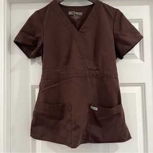 Grey's Anatomy Brown V-Neck Scrub Top
